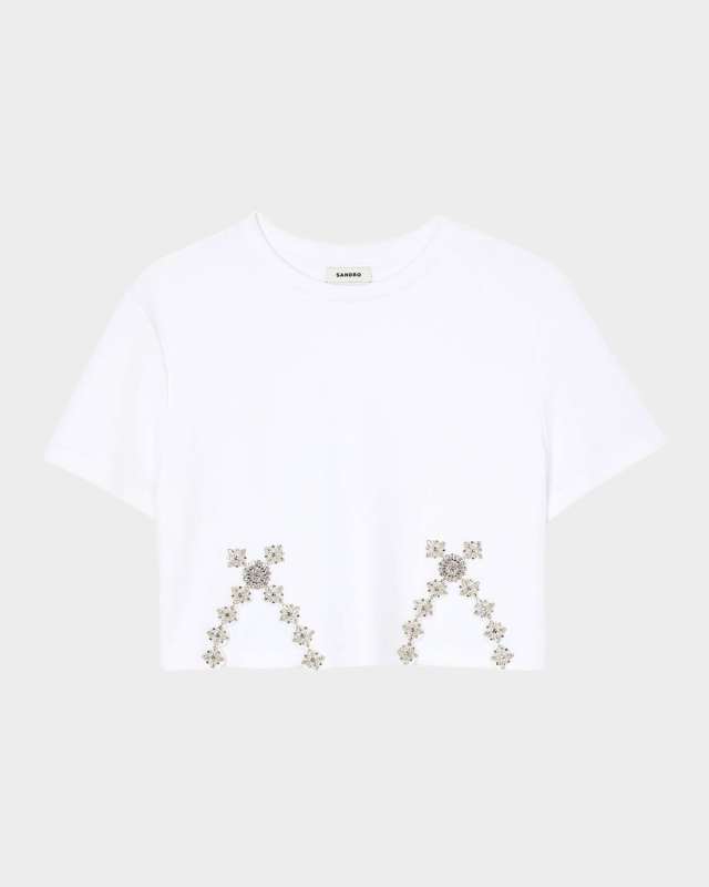 Giada Embellished Cropped T-Shirt
